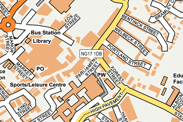 NG17 1DB map - OS OpenMap – Local (Ordnance Survey)