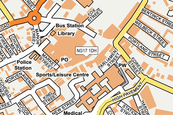 NG17 1DH map - OS OpenMap – Local (Ordnance Survey)