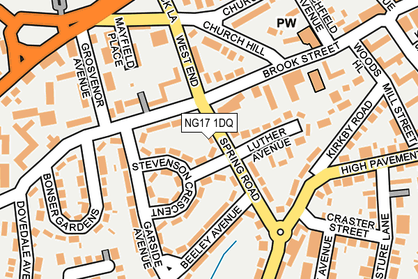 NG17 1DQ map - OS OpenMap – Local (Ordnance Survey)