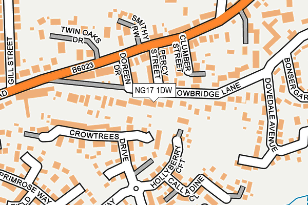 NG17 1DW map - OS OpenMap – Local (Ordnance Survey)