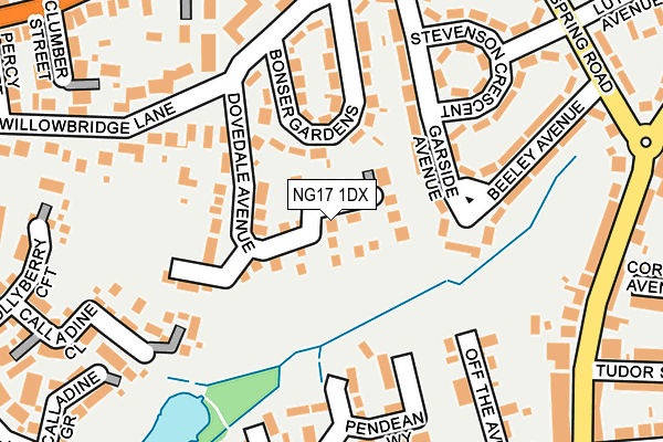 NG17 1DX map - OS OpenMap – Local (Ordnance Survey)