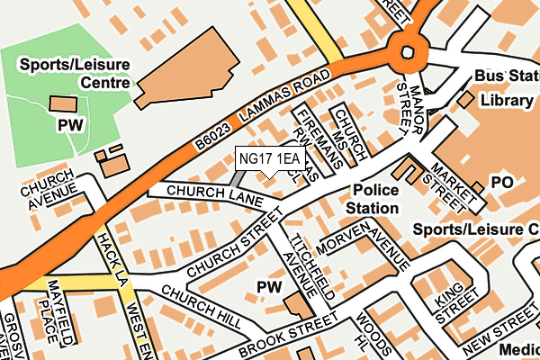 NG17 1EA map - OS OpenMap – Local (Ordnance Survey)