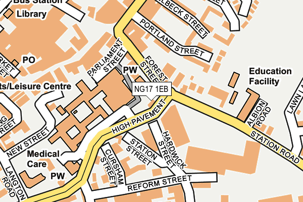 NG17 1EB map - OS OpenMap – Local (Ordnance Survey)