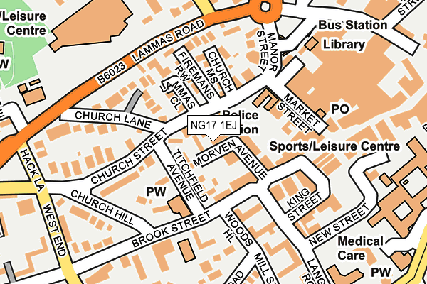 NG17 1EJ map - OS OpenMap – Local (Ordnance Survey)