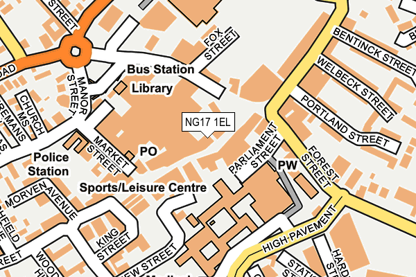 NG17 1EL map - OS OpenMap – Local (Ordnance Survey)