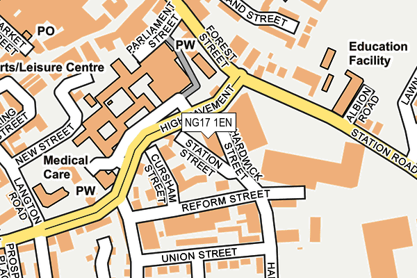 NG17 1EN map - OS OpenMap – Local (Ordnance Survey)