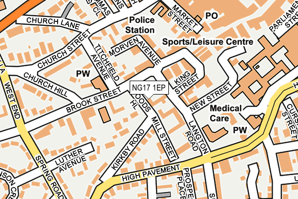 NG17 1EP map - OS OpenMap – Local (Ordnance Survey)