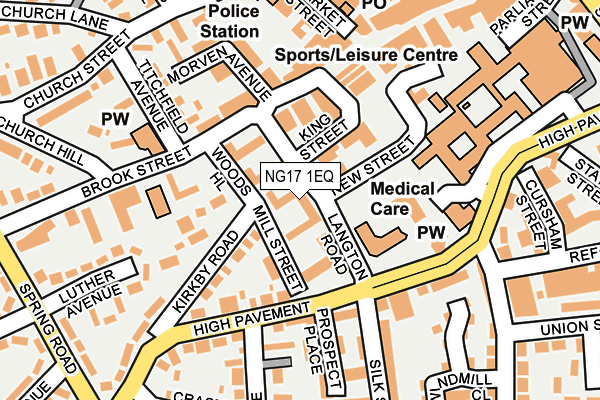 NG17 1EQ map - OS OpenMap – Local (Ordnance Survey)
