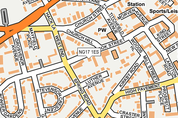 NG17 1ES map - OS OpenMap – Local (Ordnance Survey)