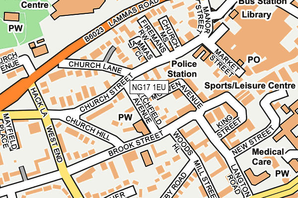 NG17 1EU map - OS OpenMap – Local (Ordnance Survey)