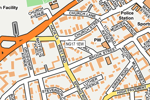 NG17 1EW map - OS OpenMap – Local (Ordnance Survey)