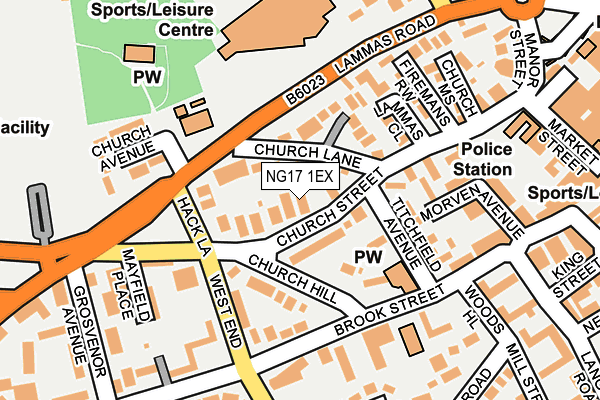 NG17 1EX map - OS OpenMap – Local (Ordnance Survey)