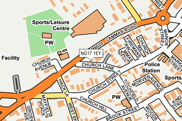 NG17 1EY map - OS OpenMap – Local (Ordnance Survey)