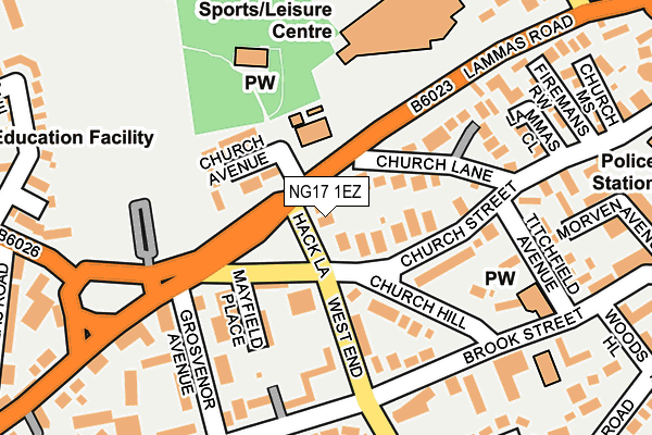 NG17 1EZ map - OS OpenMap – Local (Ordnance Survey)