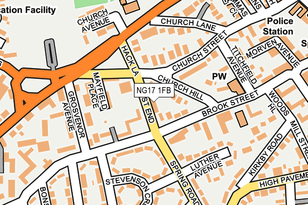 NG17 1FB map - OS OpenMap – Local (Ordnance Survey)