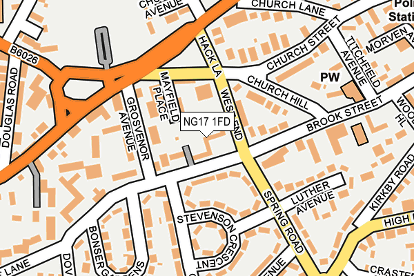 NG17 1FD map - OS OpenMap – Local (Ordnance Survey)