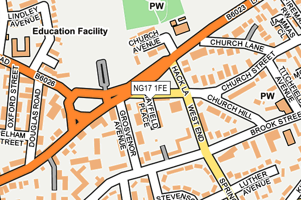 NG17 1FE map - OS OpenMap – Local (Ordnance Survey)