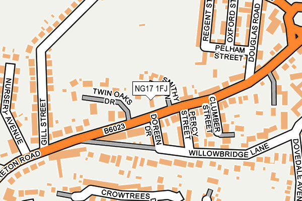 NG17 1FJ map - OS OpenMap – Local (Ordnance Survey)
