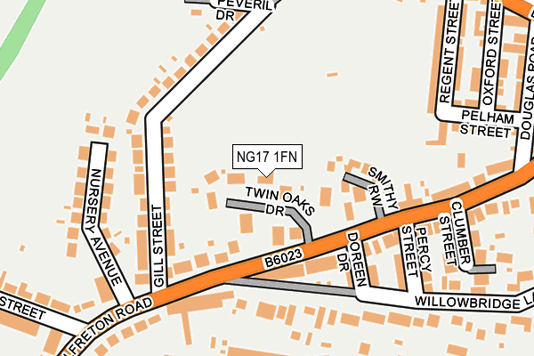 NG17 1FN map - OS OpenMap – Local (Ordnance Survey)