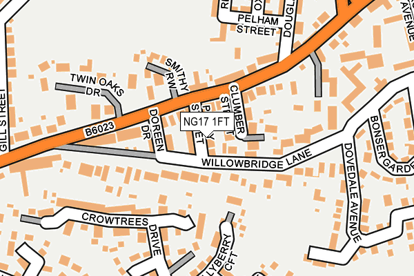 NG17 1FT map - OS OpenMap – Local (Ordnance Survey)
