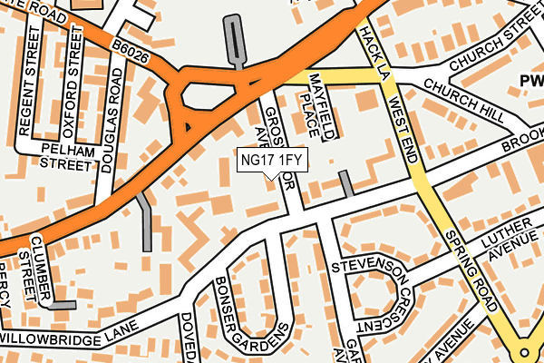 NG17 1FY map - OS OpenMap – Local (Ordnance Survey)