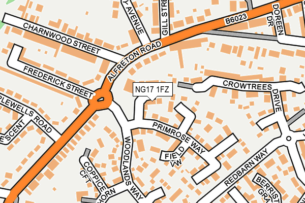 NG17 1FZ map - OS OpenMap – Local (Ordnance Survey)
