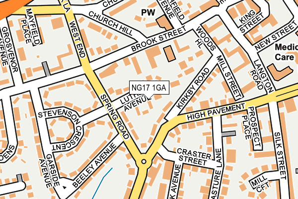 NG17 1GA map - OS OpenMap – Local (Ordnance Survey)