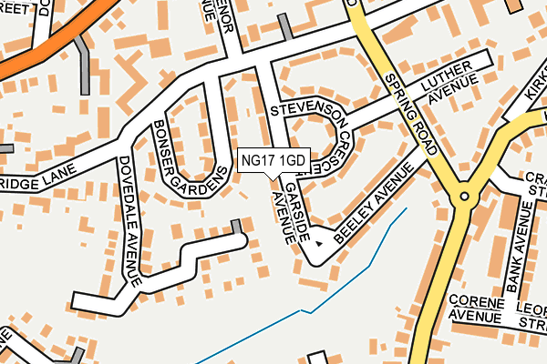 NG17 1GD map - OS OpenMap – Local (Ordnance Survey)