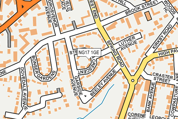 NG17 1GE map - OS OpenMap – Local (Ordnance Survey)