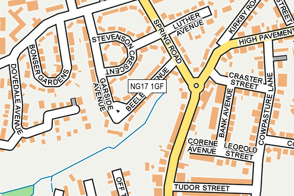 NG17 1GF map - OS OpenMap – Local (Ordnance Survey)