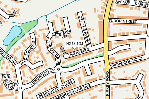 NG17 1GJ map - OS OpenMap – Local (Ordnance Survey)