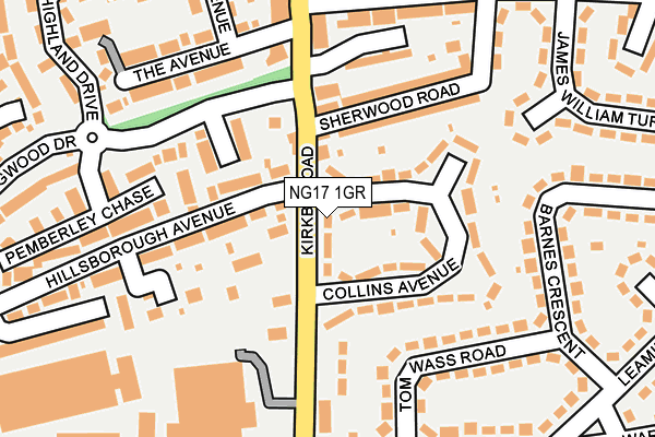 NG17 1GR map - OS OpenMap – Local (Ordnance Survey)