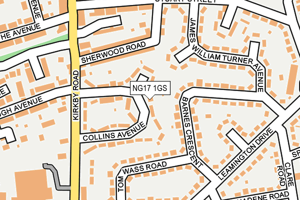 NG17 1GS map - OS OpenMap – Local (Ordnance Survey)