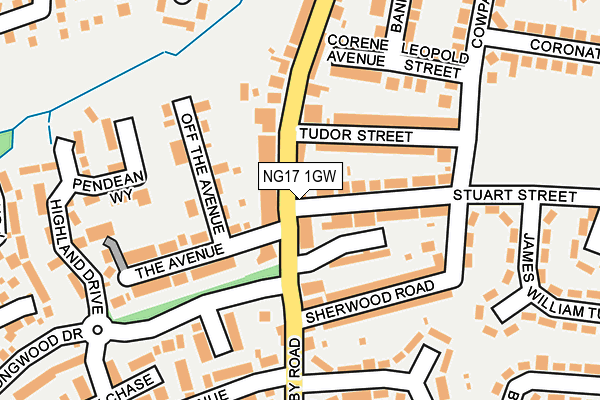 NG17 1GW map - OS OpenMap – Local (Ordnance Survey)