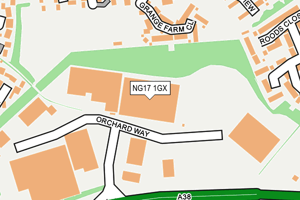 NG17 1GX map - OS OpenMap – Local (Ordnance Survey)