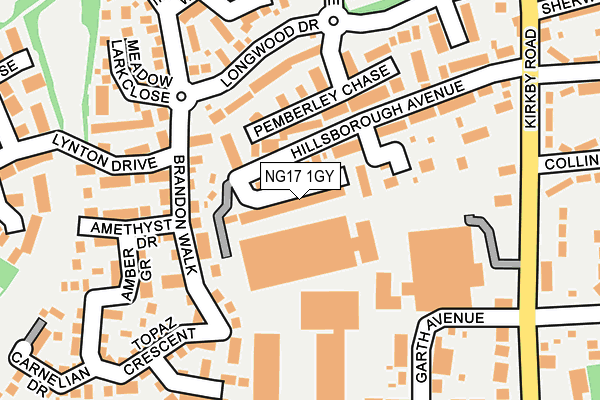 NG17 1GY map - OS OpenMap – Local (Ordnance Survey)