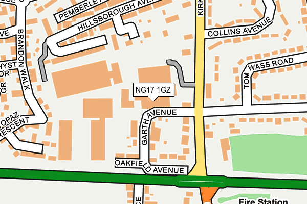 NG17 1GZ map - OS OpenMap – Local (Ordnance Survey)