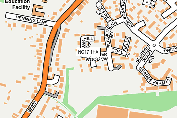 NG17 1HA map - OS OpenMap – Local (Ordnance Survey)