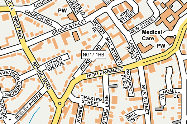 NG17 1HB map - OS OpenMap – Local (Ordnance Survey)