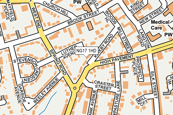 NG17 1HD map - OS OpenMap – Local (Ordnance Survey)