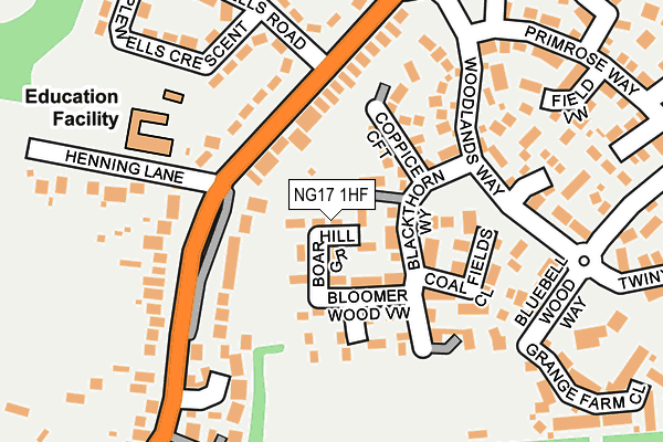 NG17 1HF map - OS OpenMap – Local (Ordnance Survey)
