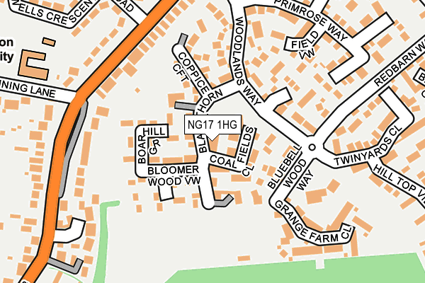NG17 1HG map - OS OpenMap – Local (Ordnance Survey)