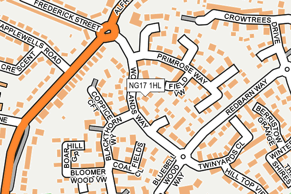 NG17 1HL map - OS OpenMap – Local (Ordnance Survey)