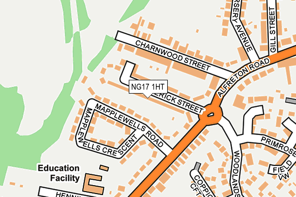 NG17 1HT map - OS OpenMap – Local (Ordnance Survey)