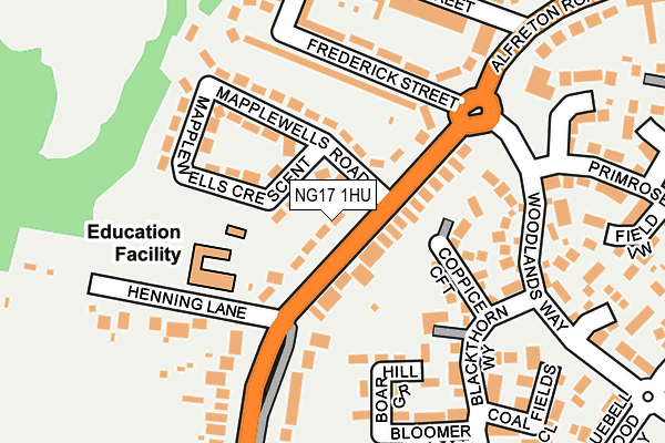 NG17 1HU map - OS OpenMap – Local (Ordnance Survey)