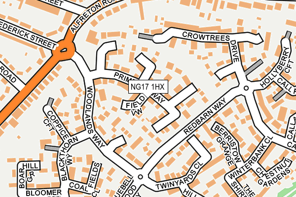 NG17 1HX map - OS OpenMap – Local (Ordnance Survey)