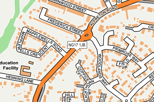 NG17 1JB map - OS OpenMap – Local (Ordnance Survey)