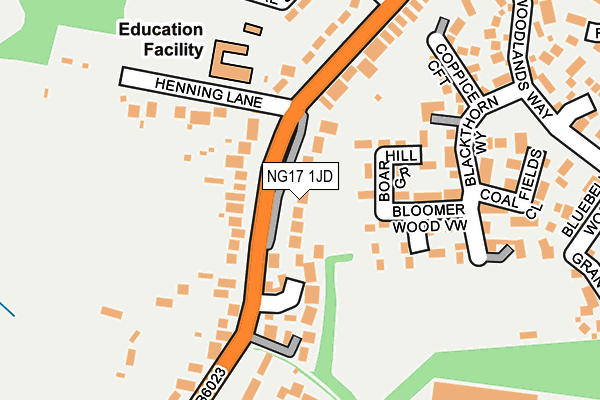 NG17 1JD map - OS OpenMap – Local (Ordnance Survey)