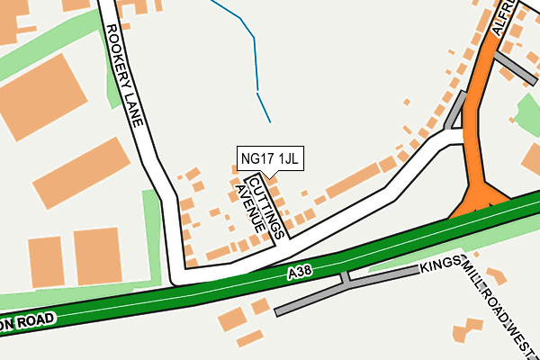 NG17 1JL map - OS OpenMap – Local (Ordnance Survey)