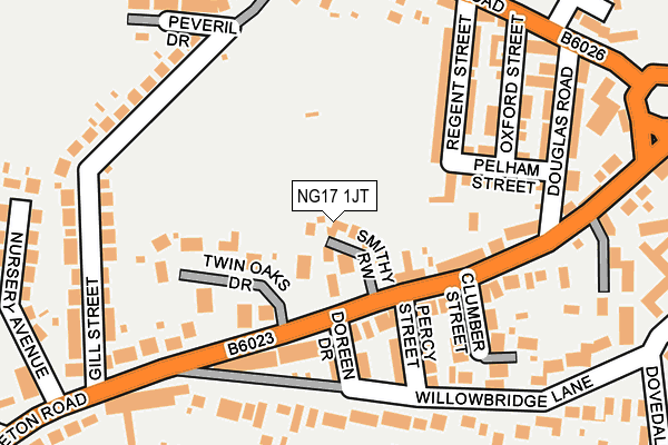 NG17 1JT map - OS OpenMap – Local (Ordnance Survey)